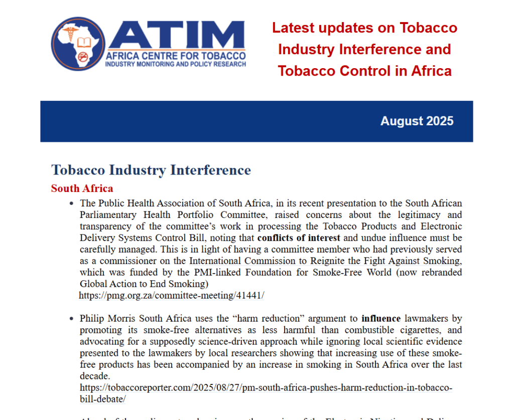 Checkout the latest Tobacco Industry Interference Updates in our August Bulletin